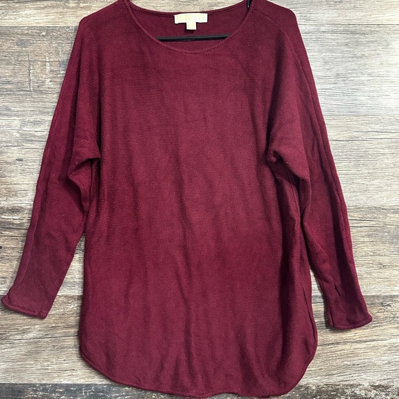 Michael Kors Maroon Red 3/4 Sleeve Oversized Sweater - Picture 1 of 8